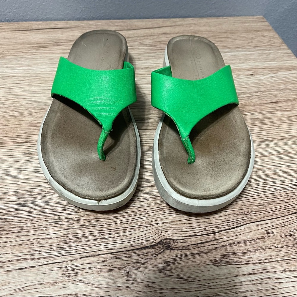Ecco Green and Brown Sandals Casual Flip Flops